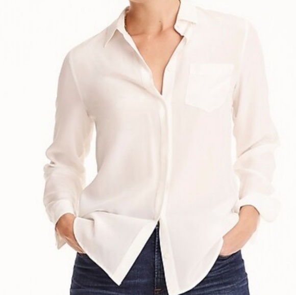 J. Crew Tops - 💕🌵J.CREW NEW Silk Button Up Blouse Ivory Size 2